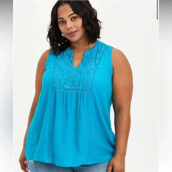 Torrid Swiss Dot Crochet Inset Tank Size 1X - Picture 1 of 7